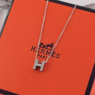 Hermes "H" Necklace White God